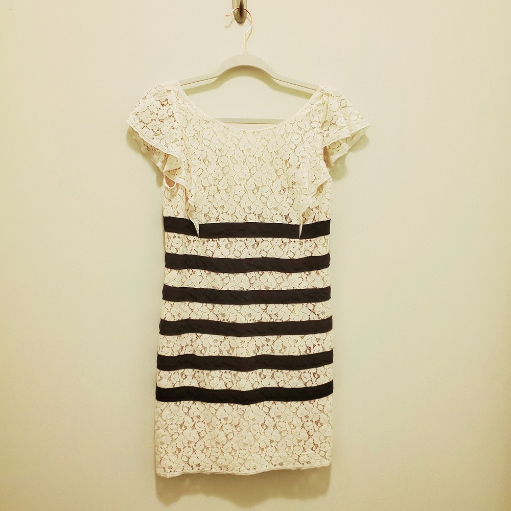 BCBGMaxAzria Renata Cap Sleeve Lacy Mini Dress - Picture 2 of 6